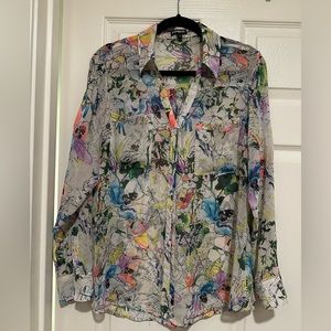Long sleeve blouse.  Floral pattern, size L, brand Express